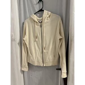 Pact Cream Waffle Knit Hooded Full Zip Jacket Sz S Organic Cotton